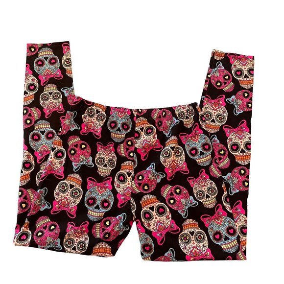 No Boundaries Girls Youth Leggings ( 7-9) Sugar Skulls - Picture 2 of 4